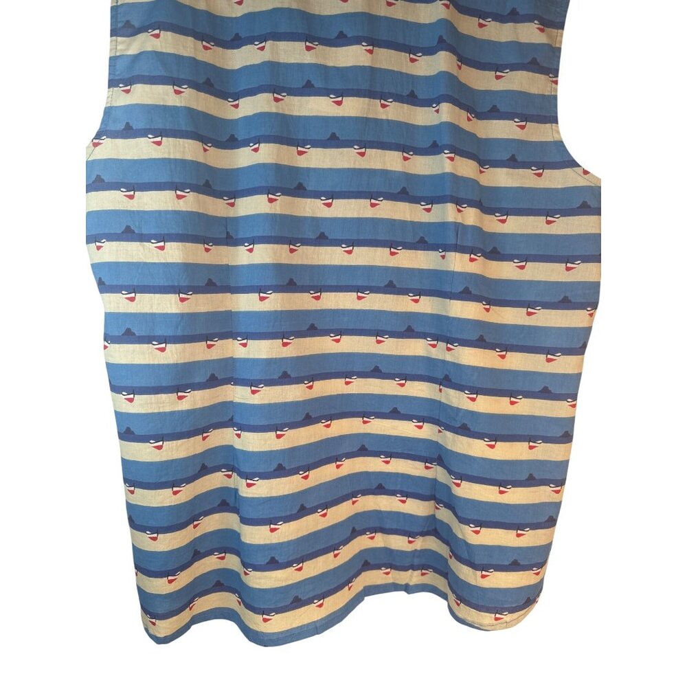 2/$30 Pretty Vacant 4XL Sleeveless Button-Up Shirt Blue Beige Print Cotton Blend - Picture 15 of 16